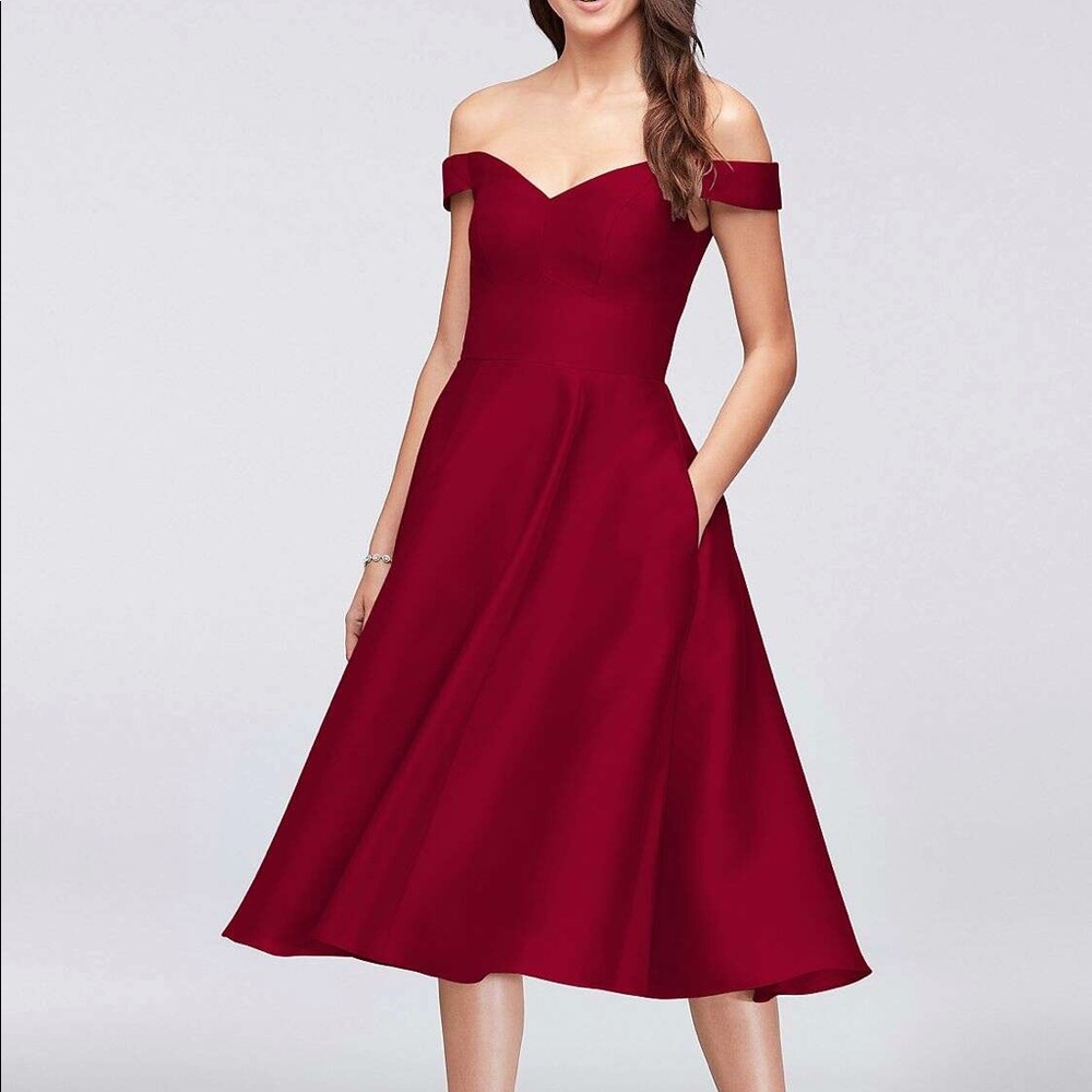 David’s Bridal tea length bridesmaid dress